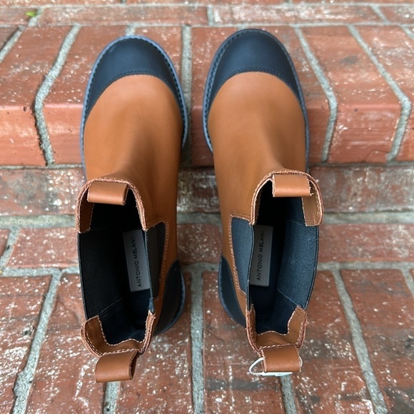 Antonio Melani Dalton Gore Detailed Weather Resistant Leather Lug Sole Boots 10 - Picture 5 of 8